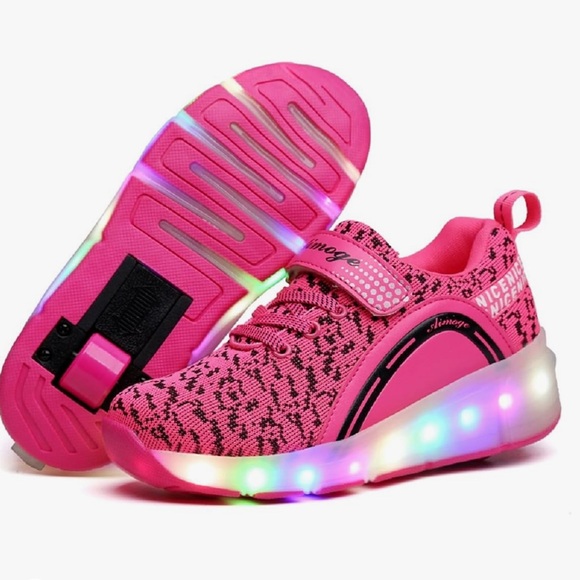SDSPEED Kids Roller Skate Shoes pink Single Wheel Sport Sneaker LED size 5(37) - Picture 3 of 15